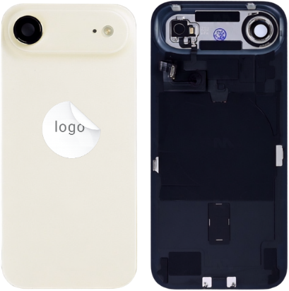 For Apple iPhone 17 Air Back Cover incl. Camera Lens and Flash Light, Wireless Charging (NFC) Light Gold (Pulled A)