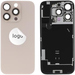 For Apple iPhone 16 Pro Back Cover incl. Camera Lens and Flash Light, Wireless Charging (NFC) Desert Titanium (Pulled A)