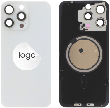 For Apple iPhone 15 Pro Max Back Cover With Camera Lens + MagSafe Magnet White Titanium (OEM-Equivalent)