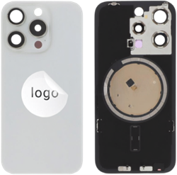 For Apple iPhone 15 Pro Back Cover With Camera Lens + MagSafe Magnet White Titanium (OEM-Equivalent)