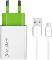 Soultech 2.1A 15W Travel Charger with Type-C Cable SC213B White+Green