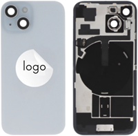 For Apple iPhone 15 Back Cover incl. Camera Lens and Pulled Flash Light, Wireless Charging (NFC) + Adhesive Tape – EU Version Blue (OEM-Premium)