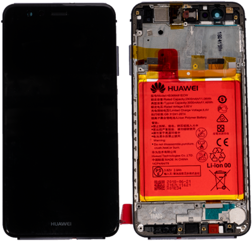 Huawei P10 Lite Display LCD With Frame + Battery Black (Service-Pack)
