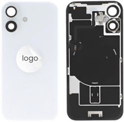 For Apple iPhone 16 Back Cover incl. Camera Lens and Pulled Flash Light, Wireless Charging (NFC) + Adhesive Tape – EU Version White (OEM-Premium)
