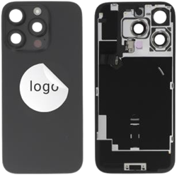 For Apple iPhone 16 Pro Back Cover incl. Camera Lens and Flash Light, Wireless Charging (NFC) Black Titanium (Pulled A)