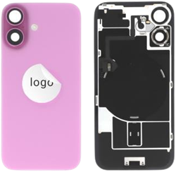 For Apple iPhone 16 Back Cover incl. Camera Lens and Flash Light, Wireless Charging (NFC) Pink (Pulled A)