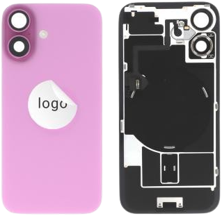 For Apple iPhone 16 Back Cover incl. Camera Lens and Flash Light, Wireless Charging (NFC) Pink (Pulled A)