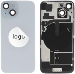 For Apple iPhone 15 Back Cover incl. Camera Lens and Flash Light, Wireless Charging (NFC) Blue (Pulled A)