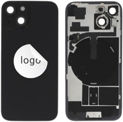 For Apple iPhone 15 Back Cover incl. Camera Lens and Flash Light, Wireless Charging (NFC) Black (Pulled A)