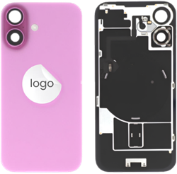 For Apple iPhone 16 Back Cover incl. Camera Lens and Pulled Flash Light, Wireless Charging (NFC) + Adhesive Tape – EU Version Pink (OEM-Premium)