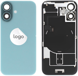For Apple iPhone 16 Back Cover incl. Camera Lens and Pulled Flash Light, Wireless Charging (NFC) + Adhesive Tape – EU Version Green (OEM-Premium)