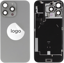 For Apple iPhone 16 Pro Max Back Cover incl. Camera Lens and Pulled Flash Light, Wireless Charging (NFC) + Adhesive Tape – EU Version Natural Titanium (OEM-Premium)