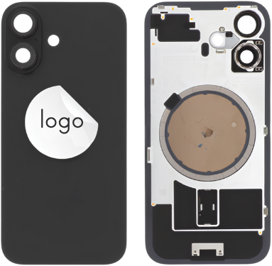 For Apple iPhone 16 Back Cover With Camera Lens +MagSafe Magnet Black (OEM-Premium)