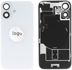 For Apple iPhone 16 Back Cover incl. Camera Lens and Flash Light, Wireless Charging (NFC) EU Version White (Pulled)