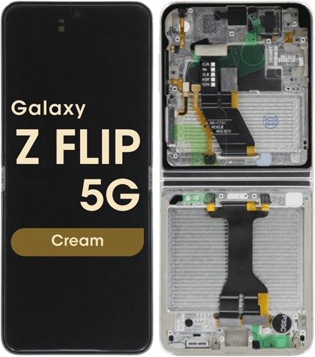 Samsung Galaxy Z Flip 5 (SM-F731B) Display LCD Inner Complete With Frame Cream (ServicePack-Assembled)