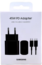 Samsung 45W PD Power Adapter with 5A USB C To C Cable Super Fast Charger Black (Top-Blister)