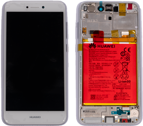 Huawei P8 Lite (2017) Display LCD With Frame + Battery White (Service-Pack)