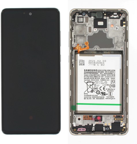 Samsung Galaxy A72 4G (A725F), A72 5G (A726B) Display LCD Complete White + Battery (Service-Pack)
