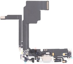 For Apple iPhone 15 Pro Charging Connector Flex Cable White (Pulled)