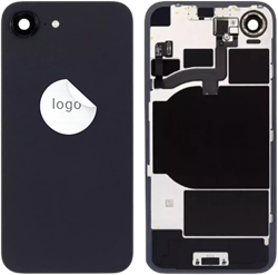 For Apple iPhone 16e Back Cover incl. Camera Lens and Flash Light, Wireless Charging (NFC) Black (Pulled)