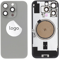 For Apple iPhone 16 Pro Back Cover With Camera Lens +MagSafe Magnet Natural Titanium (OEM-Premium)