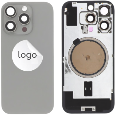 For Apple iPhone 16 Pro Back Cover With Camera Lens +MagSafe Magnet Natural Titanium (OEM-Premium)