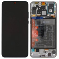 Huawei P30 Lite Display LCD Complete With Frame Including Battery and 48MP Main White (Service-Pack)