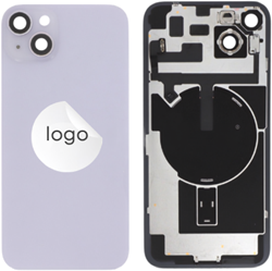 For Apple iPhone 14 Plus Back Cover incl. Camera Lens and Pulled Flash Light, Wireless Charging (NFC) + Adhesive Tape – EU Version Purple (OEM-Premium)