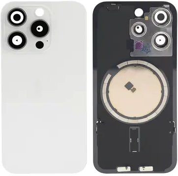 For Apple iPhone 15 Pro Back Cover With Steel Plate + Magnet White Titanium (ORG)