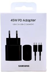 Samsung Adapter USB-C 45W With USB-C TO -C Cable (5A) Black (Top Blister)