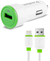 Soultech 2.1A iPhone Car Charger with iPhone Cable SC322B White+Green