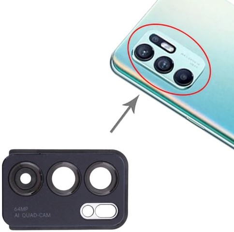 For Oppo Reno 6 5G (CPH2251) Camera Lens With Frame Black-3