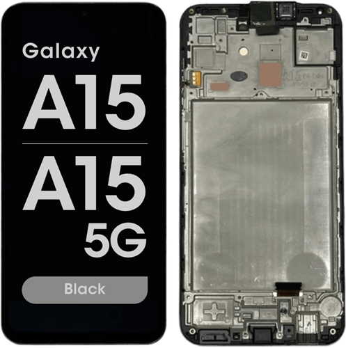 Samsung Galaxy A15 (A155F, A156B) LCD Display Complete With Frame Black (Service-Pack)