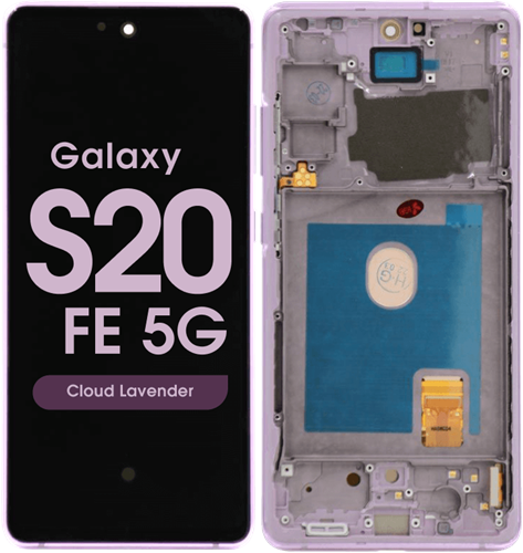 Samsung Galaxy S20 FE (G780F), S20 FE (G781B) Display LCD Complete With Frame Including Antenna Cloud Lavender (Service Pack-Assembled)